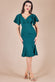 Scuba Crepe Wrap Bodice Midi Dress With Flared Sleeve DR3952