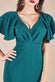 Scuba Crepe Wrap Bodice Midi Dress With Flared Sleeve DR3952