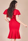 Scuba Crepe Wrap Bodice Midi Dress With Flared Sleeve DR3952