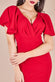 Scuba Crepe Wrap Bodice Midi Dress With Flared Sleeve DR3952