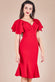 Scuba Crepe Wrap Bodice Midi Dress With Flared Sleeve DR3952