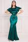 Satin Flutter Sleeve Mermaid Maxi Dress DR3954