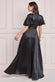 Flutter Sleeve Wrapover Satin Maxi Dress DR3955