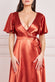 Flutter Sleeve Wrapover Satin Maxi Dress DR3955