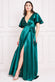 Flutter Sleeve Wrapover Satin Maxi Dress DR3955