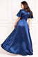 Flutter Sleeve Wrapover Satin Maxi Dress DR3955
