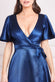Flutter Sleeve Wrapover Satin Maxi Dress DR3955