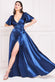 Flutter Sleeve Wrapover Satin Maxi Dress DR3955