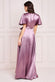 Flutter Sleeve Wrapover Satin Maxi Dress DR3955