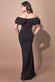 Scuba Crepe Pleated Bardot Maxi Dress DR3959