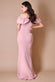 Scuba Crepe Pleated Bardot Maxi Dress DR3959