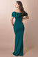 Scuba Crepe Pleated Bardot Maxi Dress DR3959