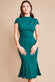 Scuba Crepe Pleated Shoulder High Neck Midi Dress DR3977