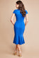 Scuba Crepe Pleated Shoulder High Neck Midi Dress DR3977