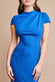 Scuba Crepe Pleated Shoulder High Neck Midi Dress DR3977