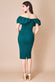 Scuba Crepe Pleated Bardot Midi Dress DR3980