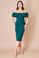 Scuba Crepe Pleated Bardot Midi Dress DR3980