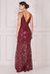 Ornamental Patterned Iridescent Sequin Maxi With Front Split DR3986