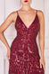 Ornamental Patterned Iridescent Sequin Maxi With Front Split DR3986