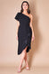 Scuba Crepe Draped One Shoulder Wrap Midi Dress DR3990