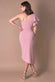Scuba Crepe Draped One Shoulder Wrap Midi Dress DR3990