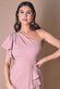 Scuba Crepe Draped One Shoulder Wrap Midi Dress DR3990