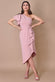 Scuba Crepe Draped One Shoulder Wrap Midi Dress DR3990