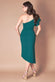Scuba Crepe Draped One Shoulder Wrap Midi Dress DR3990