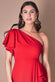 Scuba Crepe Draped One Shoulder Wrap Midi Dress DR3990