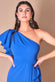 Scuba Crepe Draped One Shoulder Wrap Midi Dress DR3990