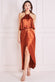 Satin Viscose Front Wrap Midi Dress DR4002