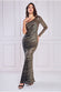 One Sleeve Diagonal Sequin Maxi Dress DR4008