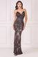 Cross Back Diamante Strap Sequin Maxi Dress DR4009