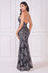 Cross Back Diamante Strap Sequin Maxi Dress DR4009