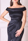 Satin Twill Cowl Bardot Wrap Maxi Dress DR4010