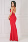 Racer Neck Corsage Scuba Maxi Dress DR4053