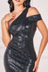 One Shoulder Sequin Evening Maxi Dress DR4069