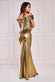 Fan Pleated Bardot Scuba Crepe Maxi Dress DR4070