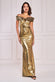 Fan Pleated Bardot Scuba Crepe Maxi Dress DR4070
