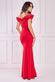 Fan Pleated Bardot Scuba Crepe Maxi Dress DR4070