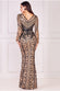 Geometric Sequin Plunge Maxi Dress DR4081