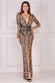 Geometric Sequin Plunge Maxi Dress DR4081