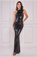 Liquid Sequin Halterneck Maxi With Corsage DR4104