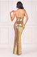 Liquid Sequin Halterneck Maxi With Corsage DR4104