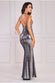 Liquid Sequin Halterneck Maxi With Corsage DR4104