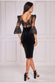 Scallop Pearl Lace & Velvet Midi Dress DR4112