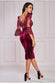 Scallop Pearl Lace & Velvet Midi Dress DR4112