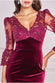Scallop Pearl Lace & Velvet Midi Dress DR4112