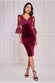 Scallop Pearl Lace & Velvet Midi Dress DR4112