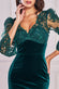 Scallop Pearl Lace & Velvet Midi Dress DR4112